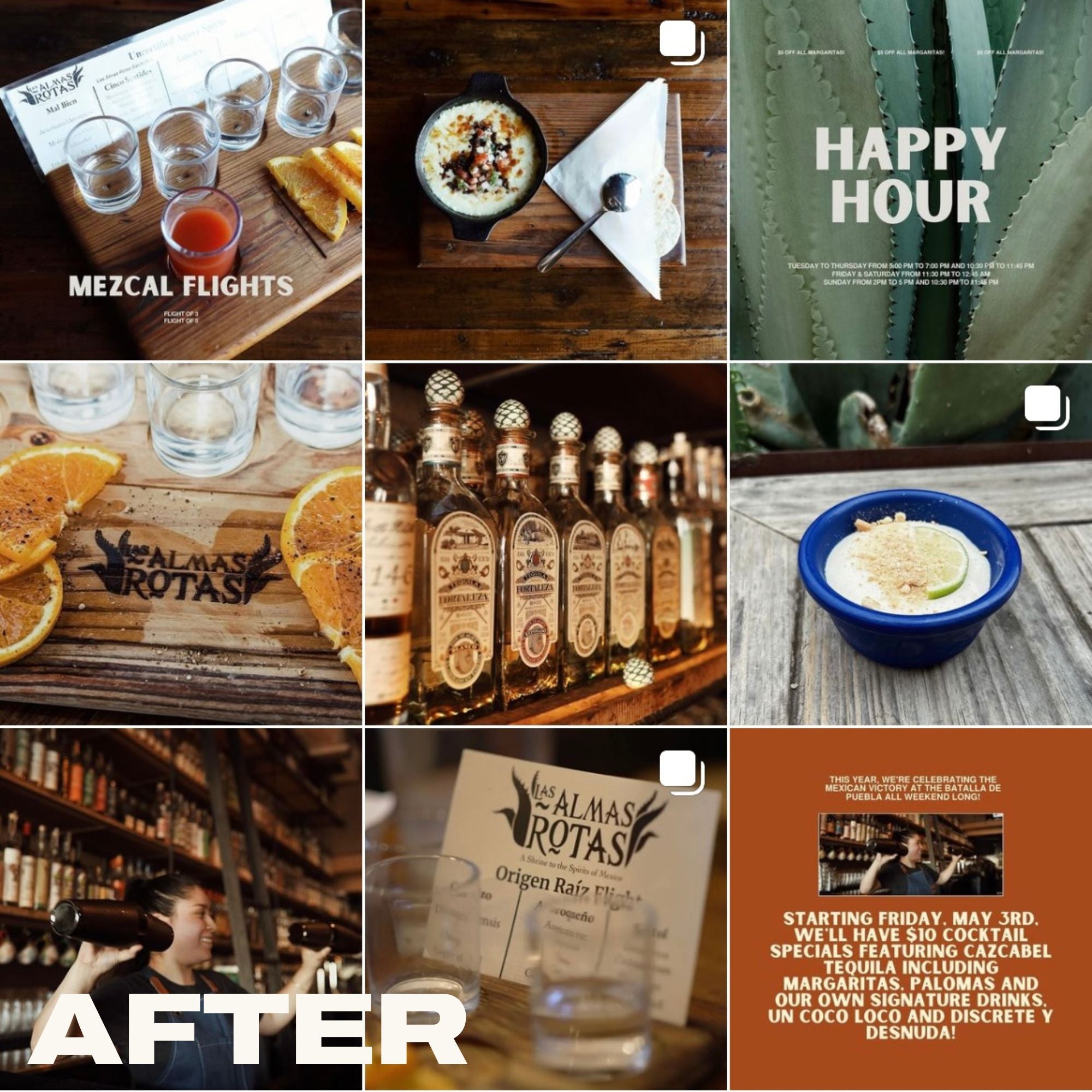 Las Almas Rotas social media feed after 30 days of Brand Rich social media management.