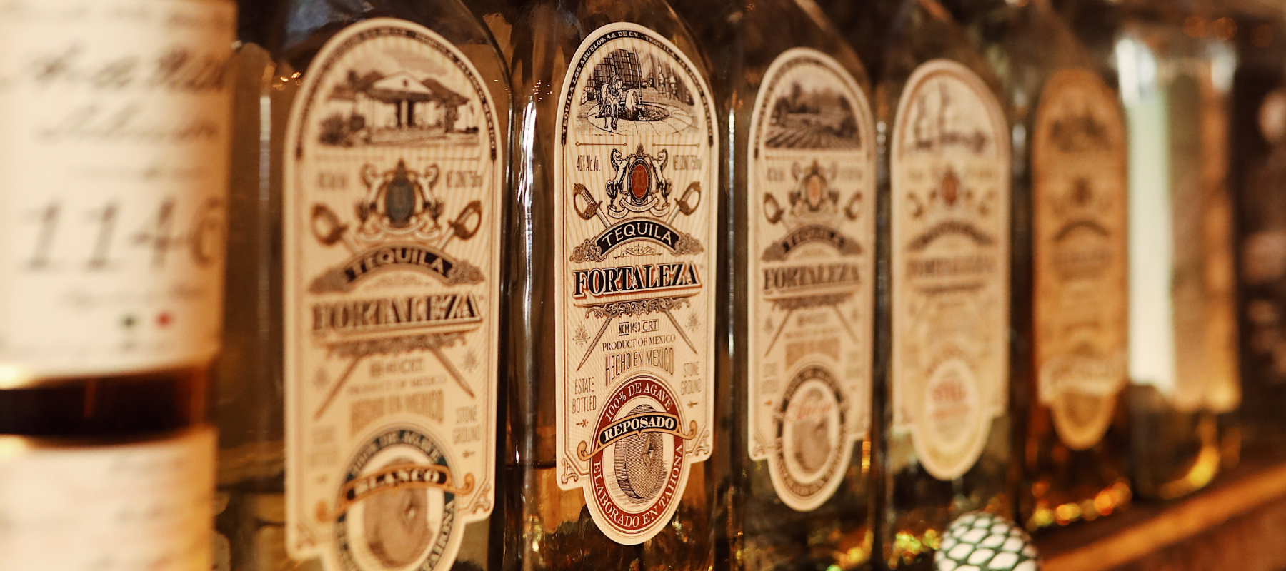 Fortaleza tequila bottles shot at Las Almas Rotas for Brand Rich social media management.