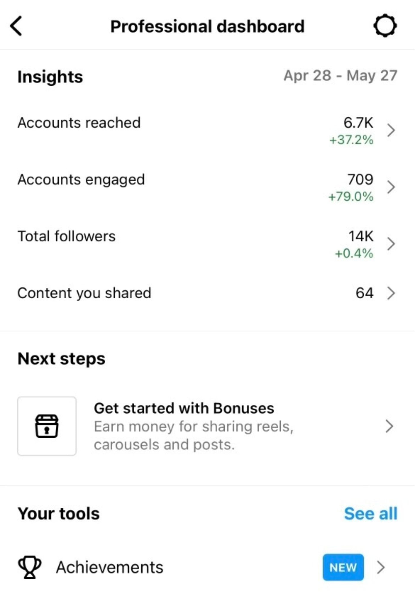 Professional IG dashboard showcasing metrics from Brand Rich social media management.