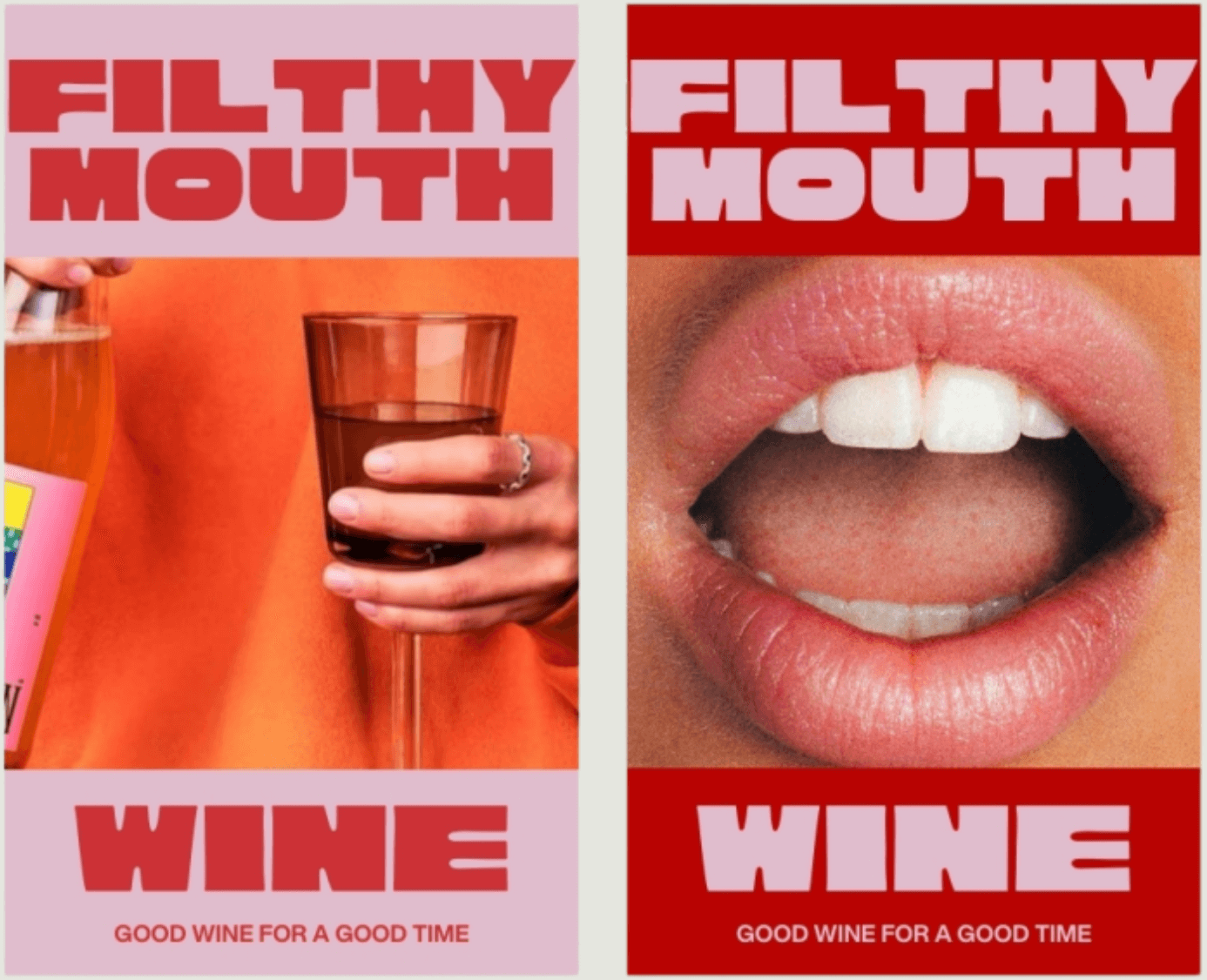 Social media graphics made by Brand Rich for Filthy Mouth wines.